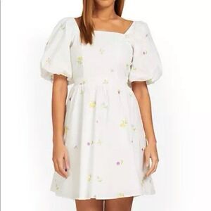 NWT English Factory Embroidery Ditsy Floral Babydoll Mini Dress M Cottagecore